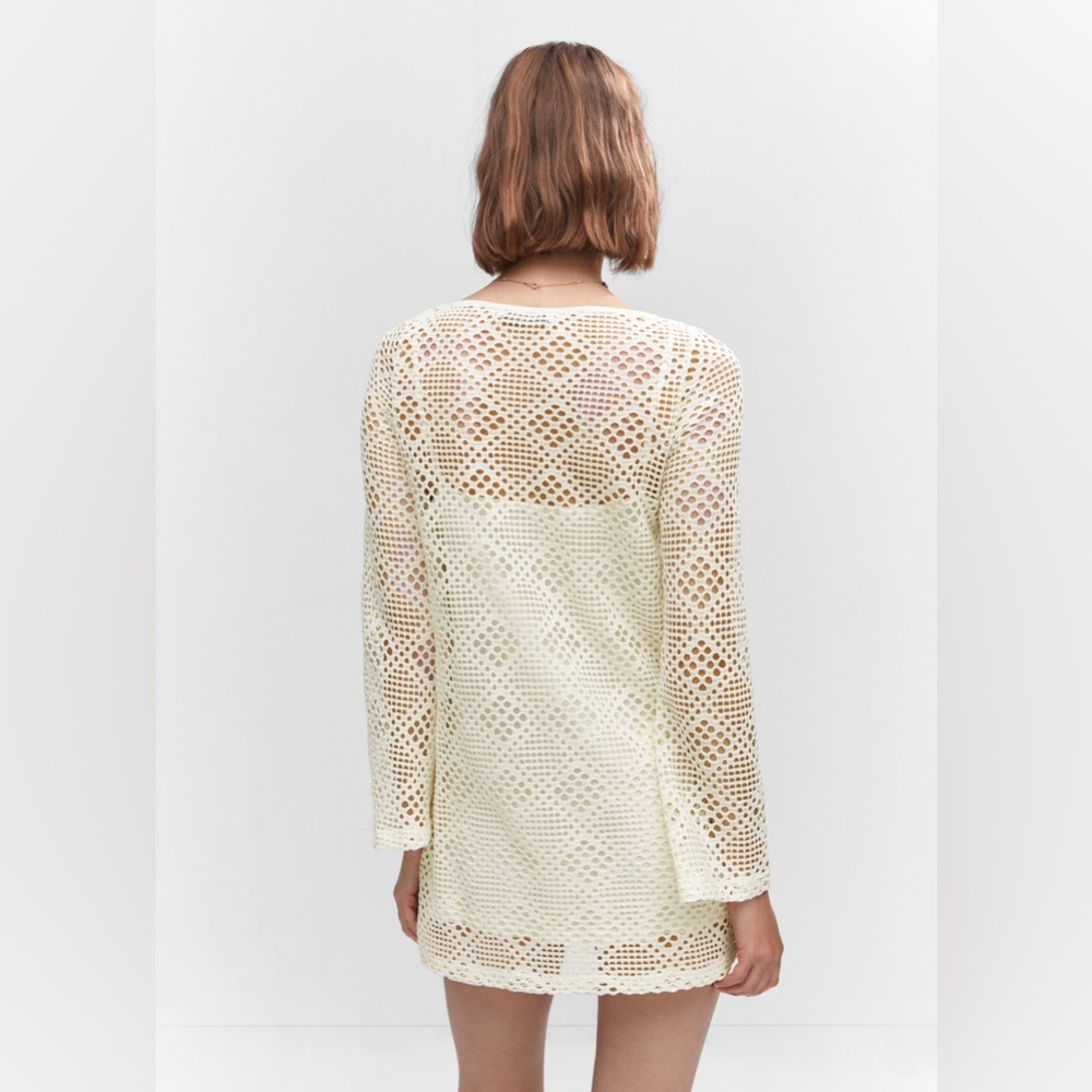 MANGO Geometric Pattern Openwork Dress - Picture 2 of 7